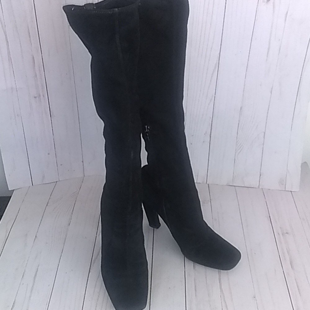 Prada knee high black suede boots - Picture 1 of 7